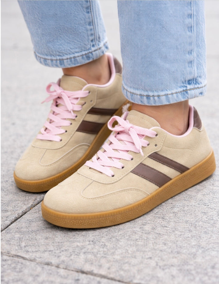BEIGE INSPIRED STRIPE TRAINERS ( 529 )