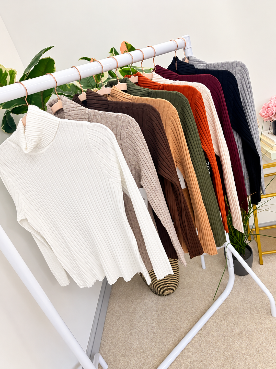 Women’s ribbed knit roll neck jumper