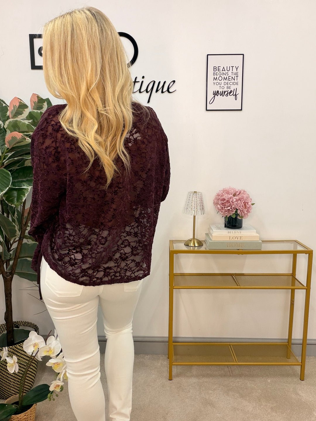 Ladies Fashion Lacy Top - Plum, Black & Brown