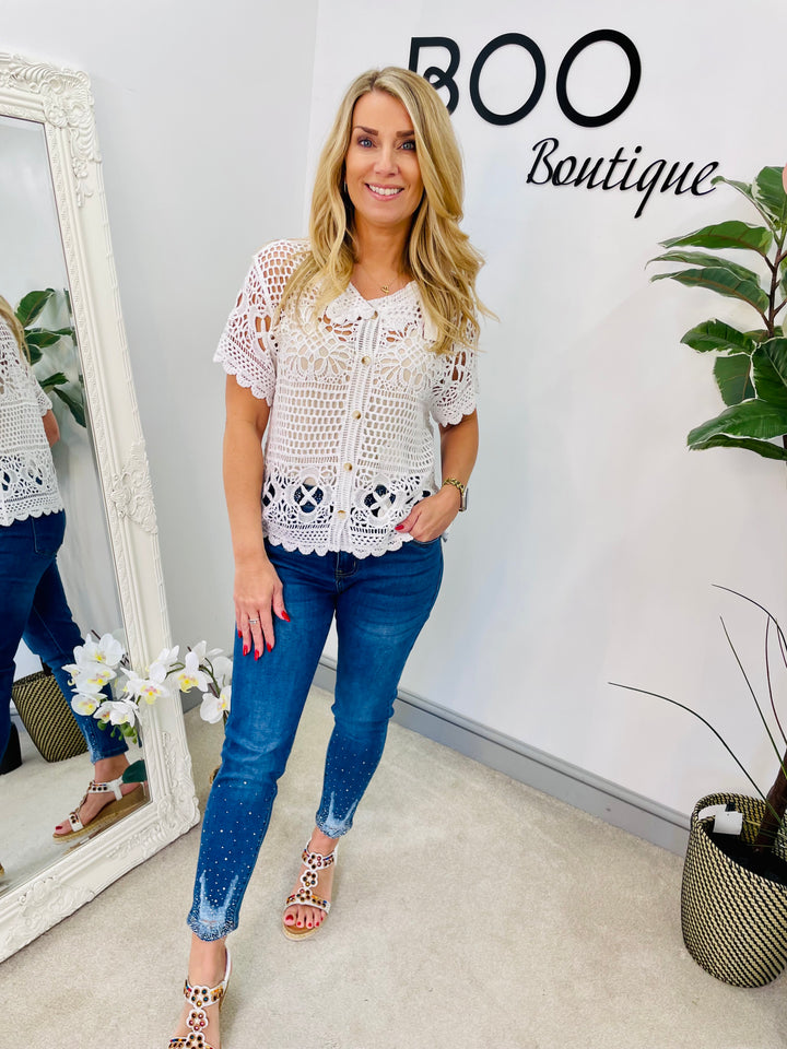 The SUSAN white crochet top