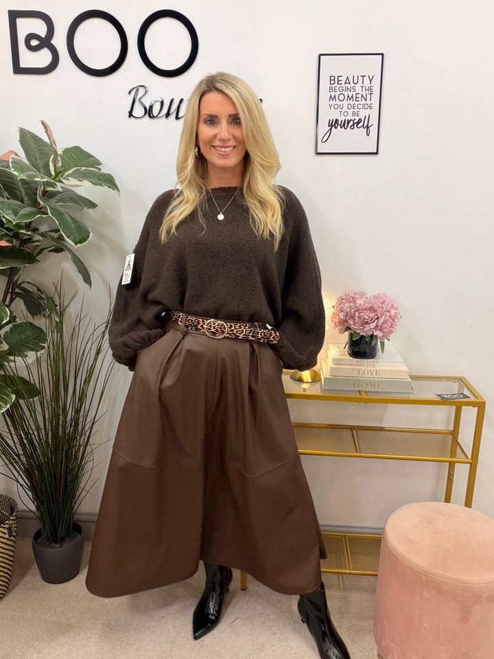 Womens fashion batwing slouch knitted jumper - black, camel & brown