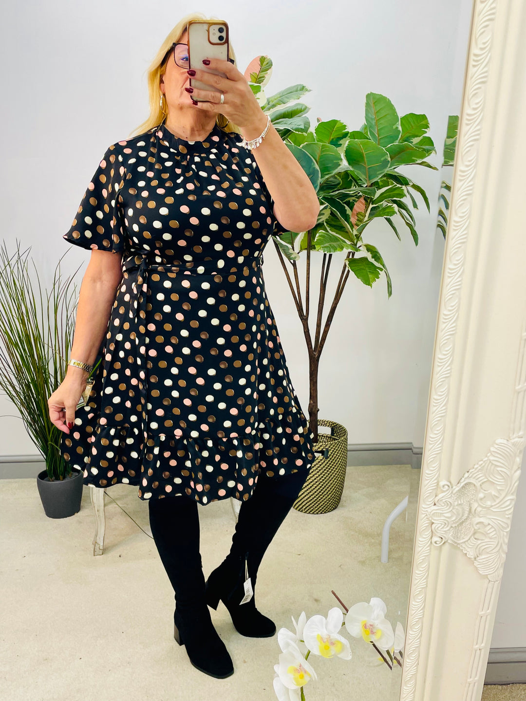 LADIES POLKA DOT MINI DRESS