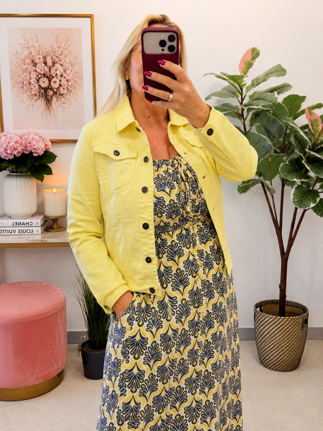 Ladies Lemon Yellow Denim Jacket