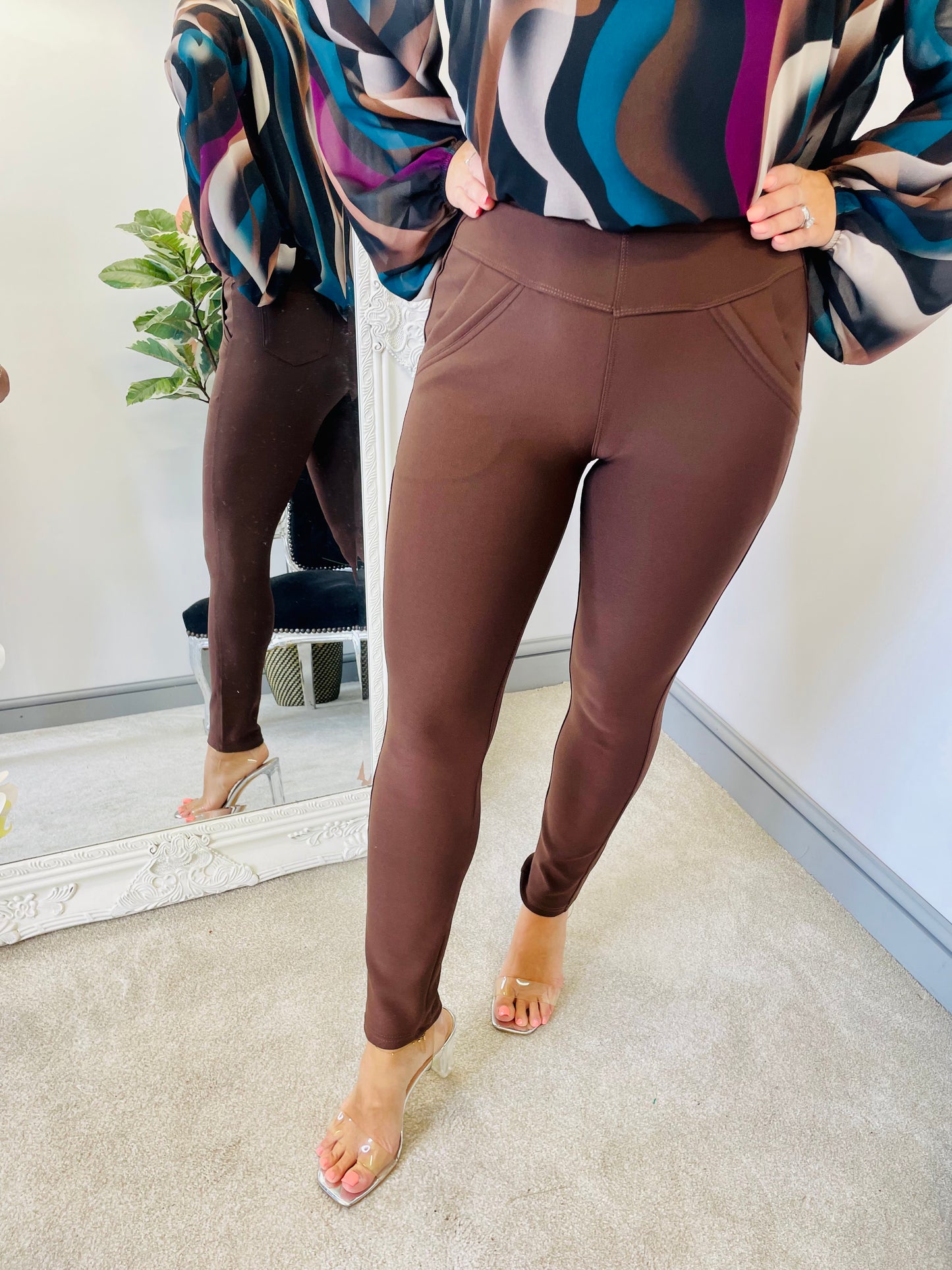 The REVA chocolate brown thick leggings - size 8 to 20