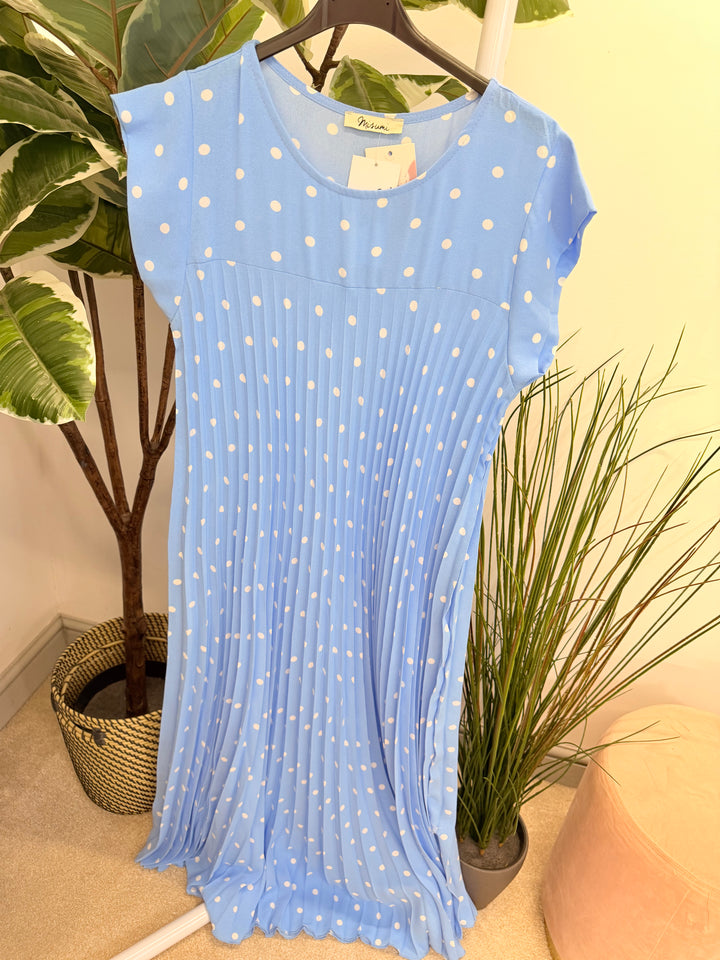 Ladies Polka Dot Summer Maxi Dress - Black, Navy, Pink, Fuschia, Blue