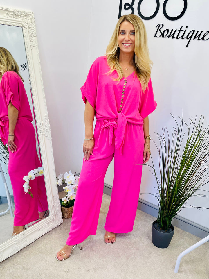LADIES TROUSER CO ORD SET - BLACK, PINK, GREEN, BLUE, RED, ORANGE