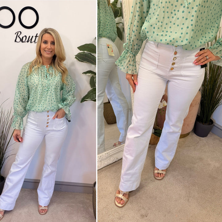 The MINNY white wide leg jeans - sizes 8 to 14