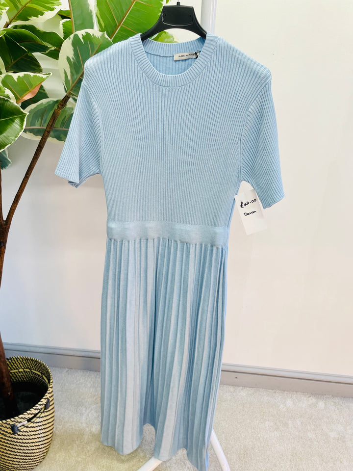 LADIES WOMENS BLUE KNITTED SPRING JUMPER DRESS