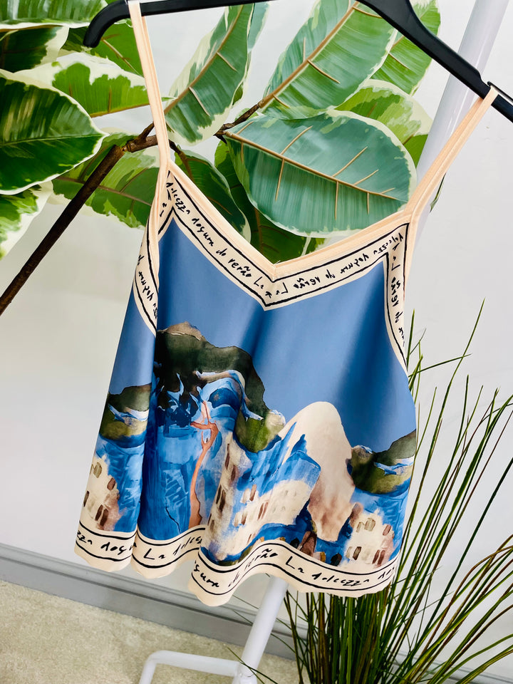 LADIES SATIN CAMI SUMMER TOP - BURGUNDY, BROWN, TAUPE, CREAM, BLUE, KHAKI, NAVY