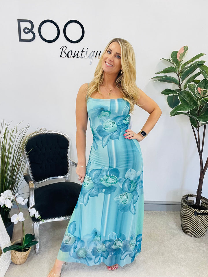 LADIES WOMENS SEXY TIGHT SUMMER HOLIDAY MIDI DRESS - ORANGE, PINK, MINT, BLUE, BEIGE