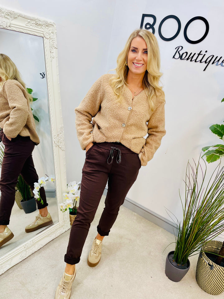 LADIES STRETCH MAGIC TROUSERS - BEIGE, BLACK, KHAKI, BURGUNDY & BROWN