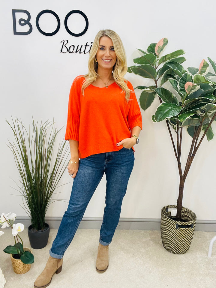 LADIES LOOSE FIT SHORT SLEEVE JUMPER - BROWN, WHITE, ORANGE, PINK, BLACK, BEIGE