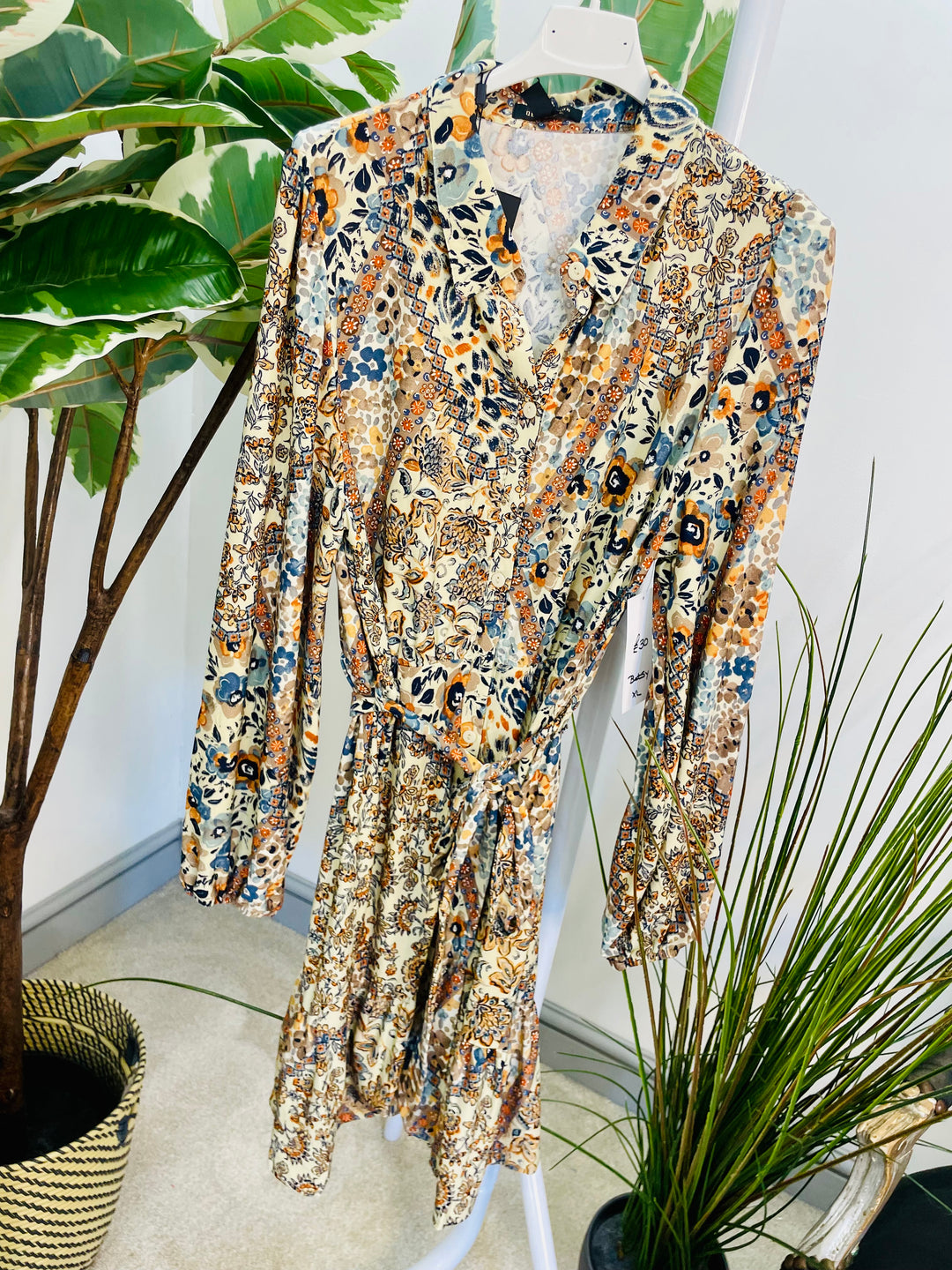LADIES SKATER PAISLEY PRINT LONG SLEEVE AUTUMN DRESS