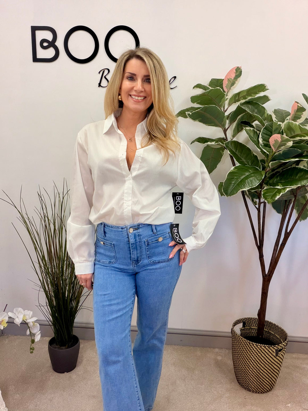 LADIES FASHION WHITE COTTON CRISP SHIRT