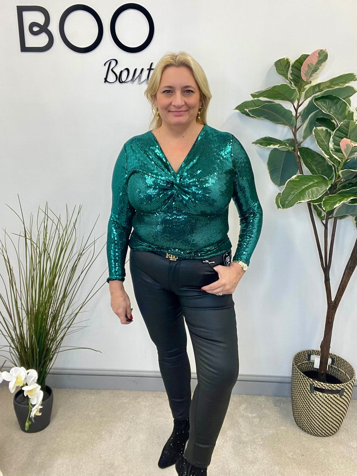 LADIES SEQUIN PARTY TOP - SILVER, GREEN, GOLD, BLACK, BERRY, CHAMPAGNE