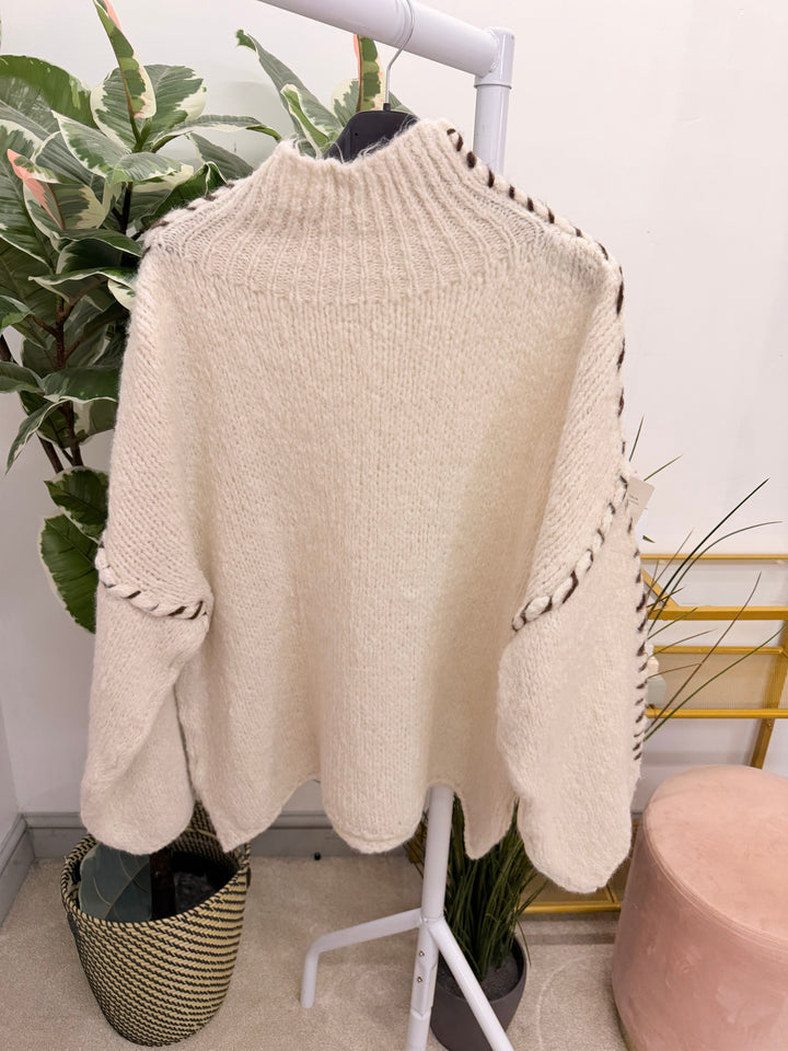 The MAURA contrast stitch thick knit jumper - 4 colours