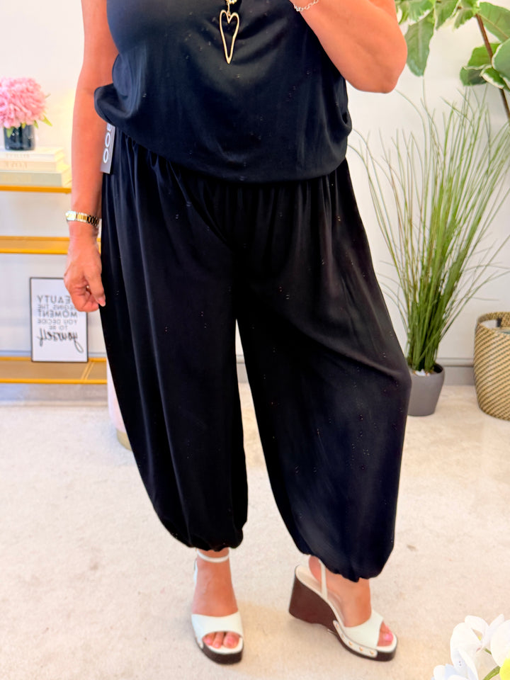 Ladies Harem Balloon Leg Summer Trousers - Black, Chocolate, Pink, Roya Blue & Navy