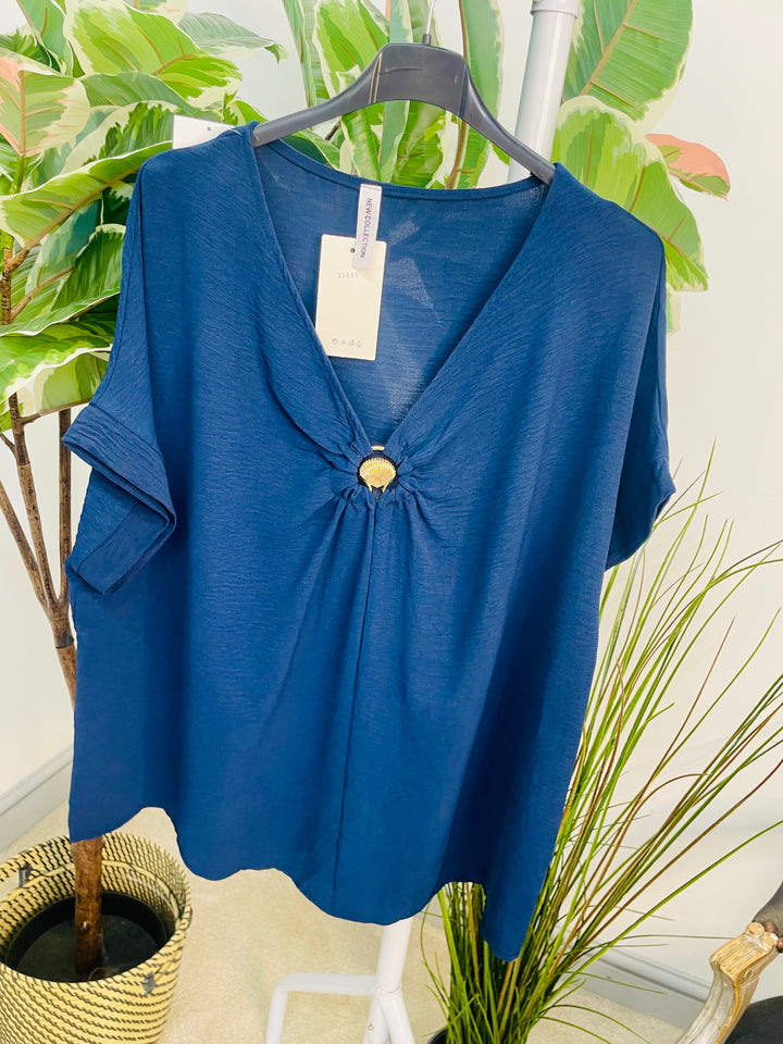 LADIES LOOSE FIT SUMMER TOP - BLACK, WHITE, BROWN, BURGUNDY, BEIGE, NAVY