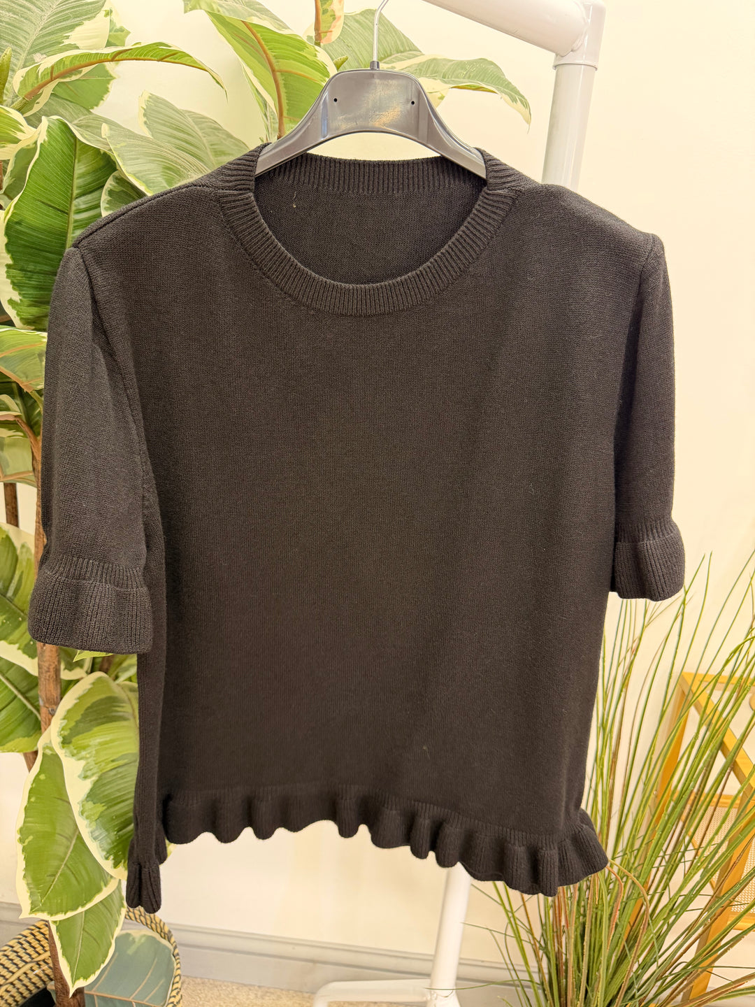 Ladies Fashion Short Sleeve Jumper - Black, Lime, White, Brown & Camel