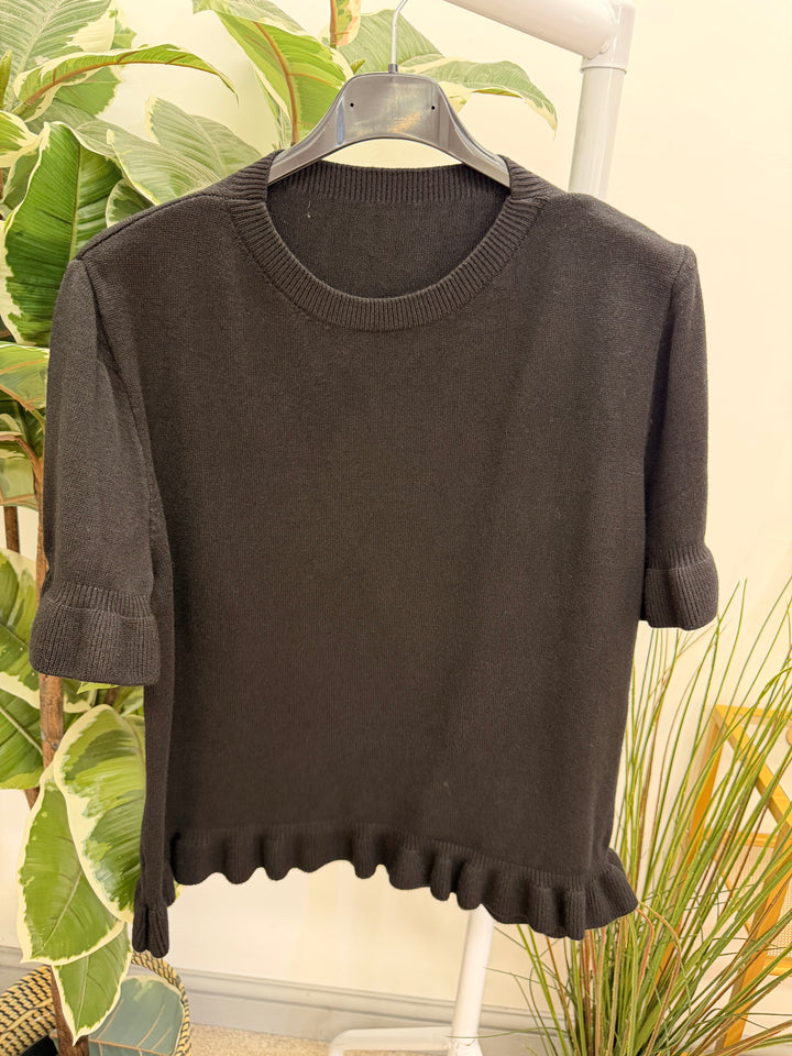 Ladies Fashion Short Sleeve Jumper - Black, Lime, White, Brown & Camel