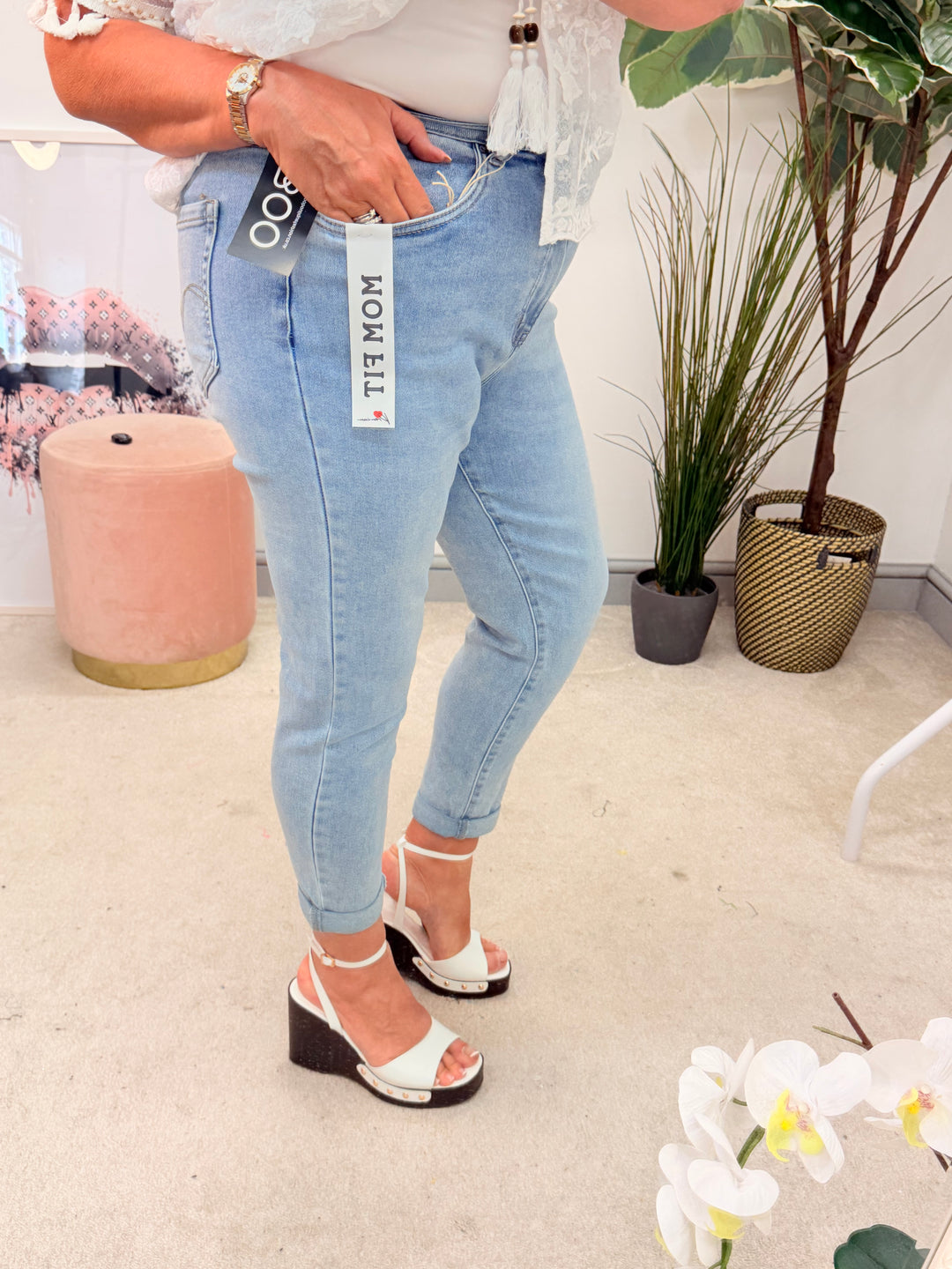 Ladies Blue Denim Mom Fit Jeans - size 6 to 14