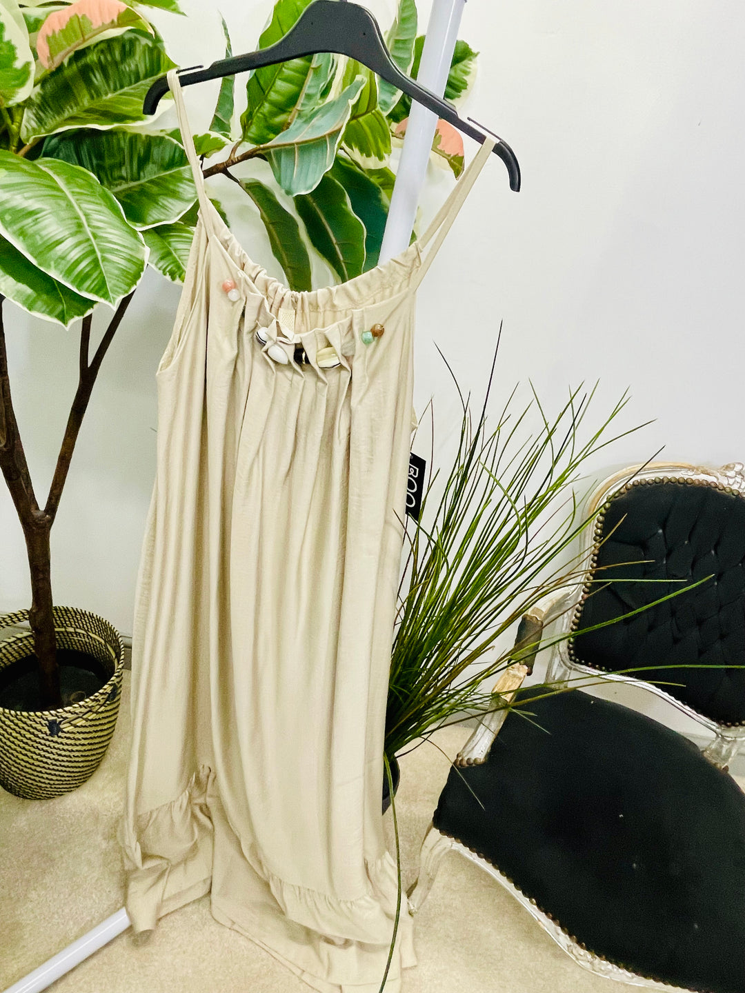 LADIES FLOATY SUMMER MAXI DRESS - BLACK, NAVY, BEIGE, KHAKI & WHITE