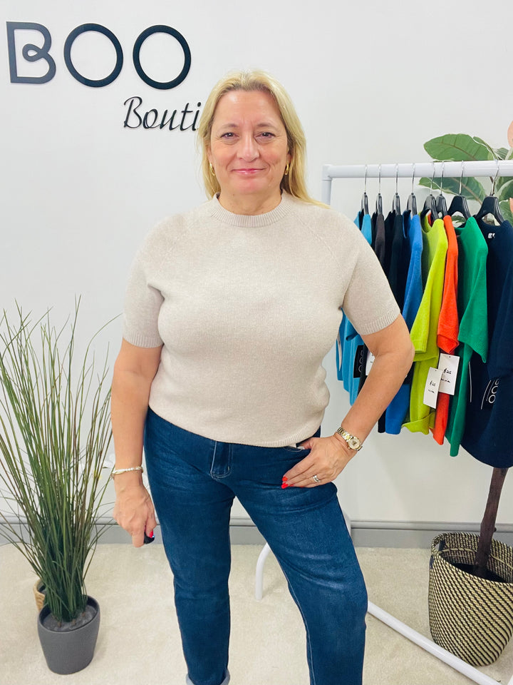 LADIES SOFT KNIT SHORT SLEEVE AUTUMN JUMPER 