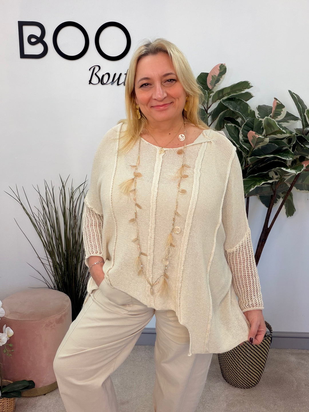 Ladies Fashion Oversize Top - yellow, beige, pink, white, fuschia and blue