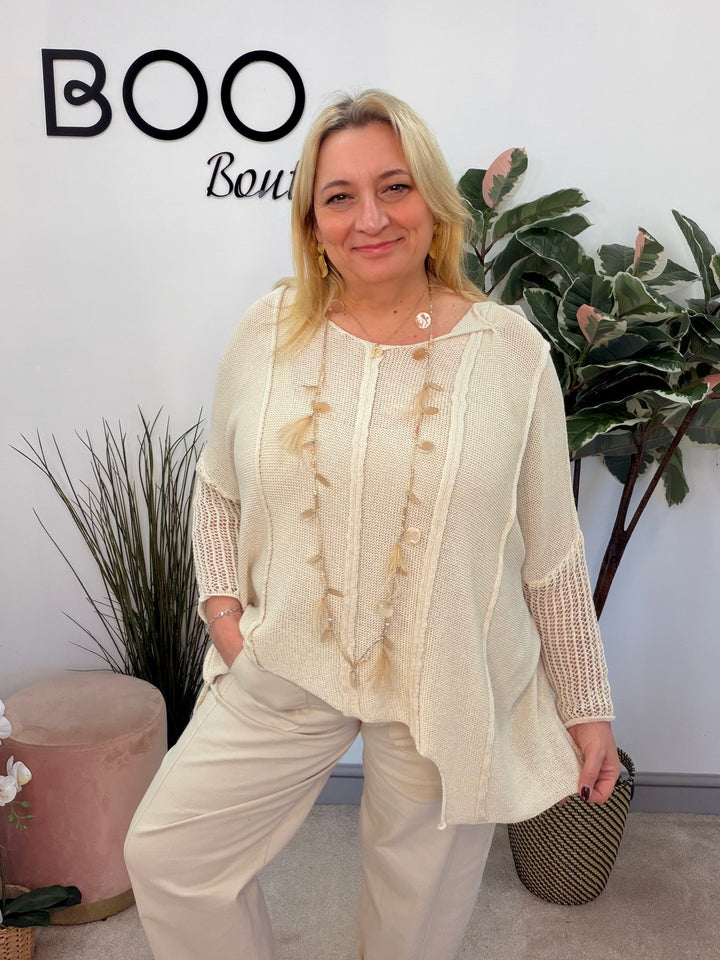 Ladies Fashion Oversize Top - yellow, beige, pink, white, fuschia and blue