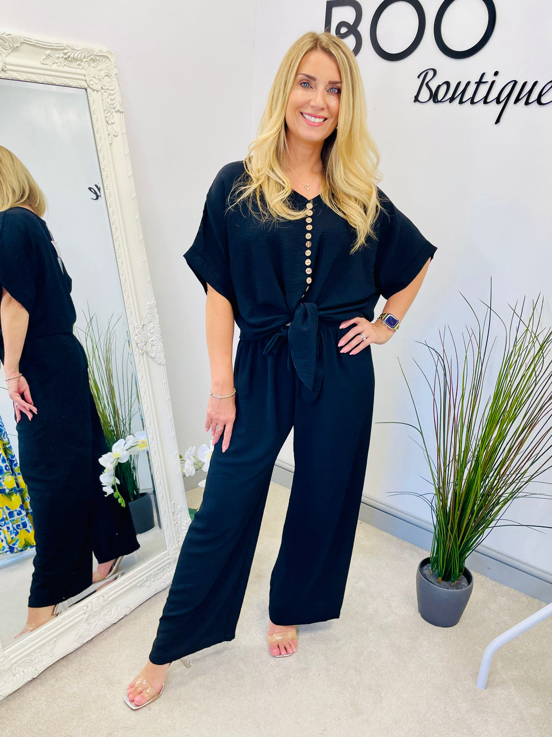 LADIES TROUSER CO ORD SET - BLACK, PINK, GREEN, BLUE, RED, ORANGE