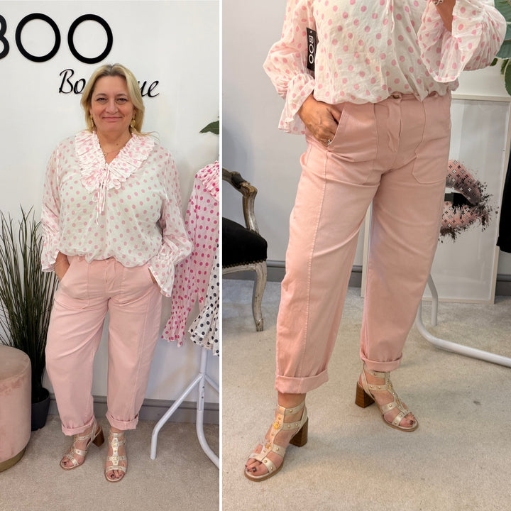 Ladies Fashion Balloon Leg Magic Trousers - pink, black, white & beige