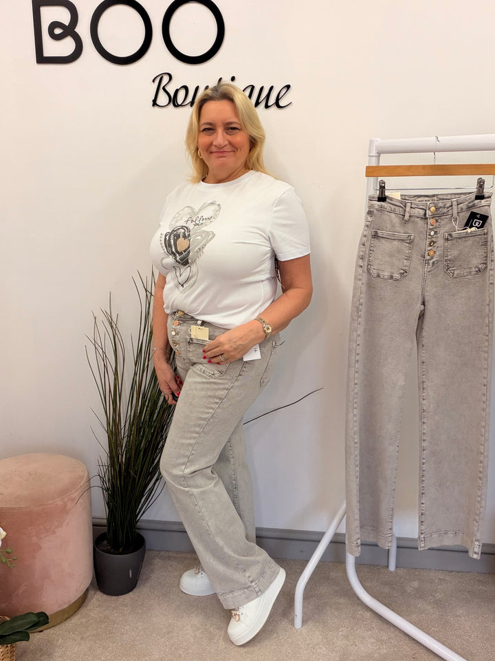 The MILLY grey denim wide leg jeans - size 6 to 14