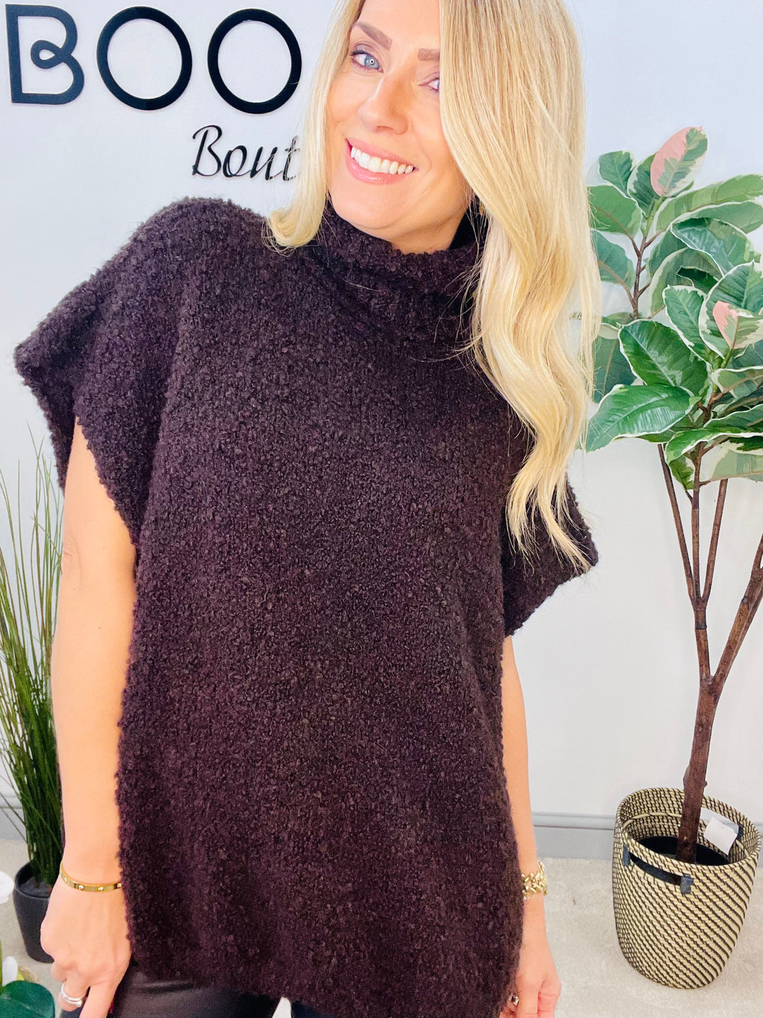 LADIES POPCORN KNIT ROLL NECK JUMPER - WHITE, BLACK, BROWN, BEIGE & BURGUNDY