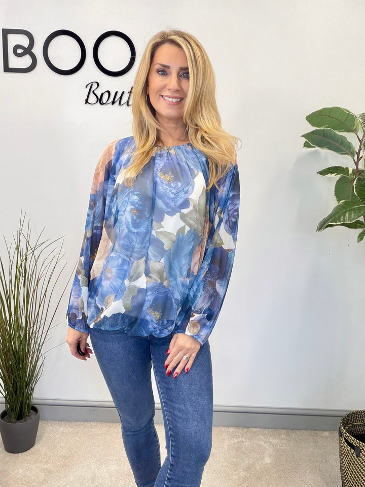 LADIES STRETCH NET BLOUSON TOP - NAVY, KHAKI, YELLOW & NAVY