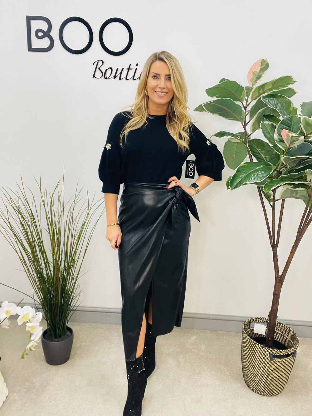 LADIES FAUX LEATHER PLEATHER VEGAN SKIRT - BLACK, BROWN & TAUPE