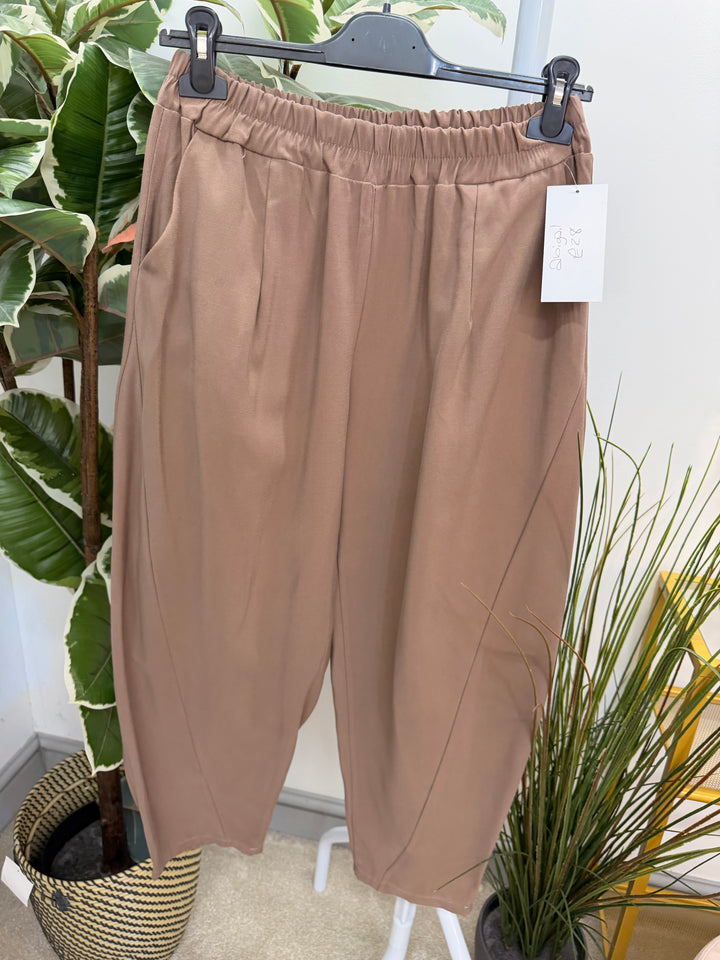 Ladies Fashion Balloon Leg Trousers - Black, Beige, Mocha & Brown