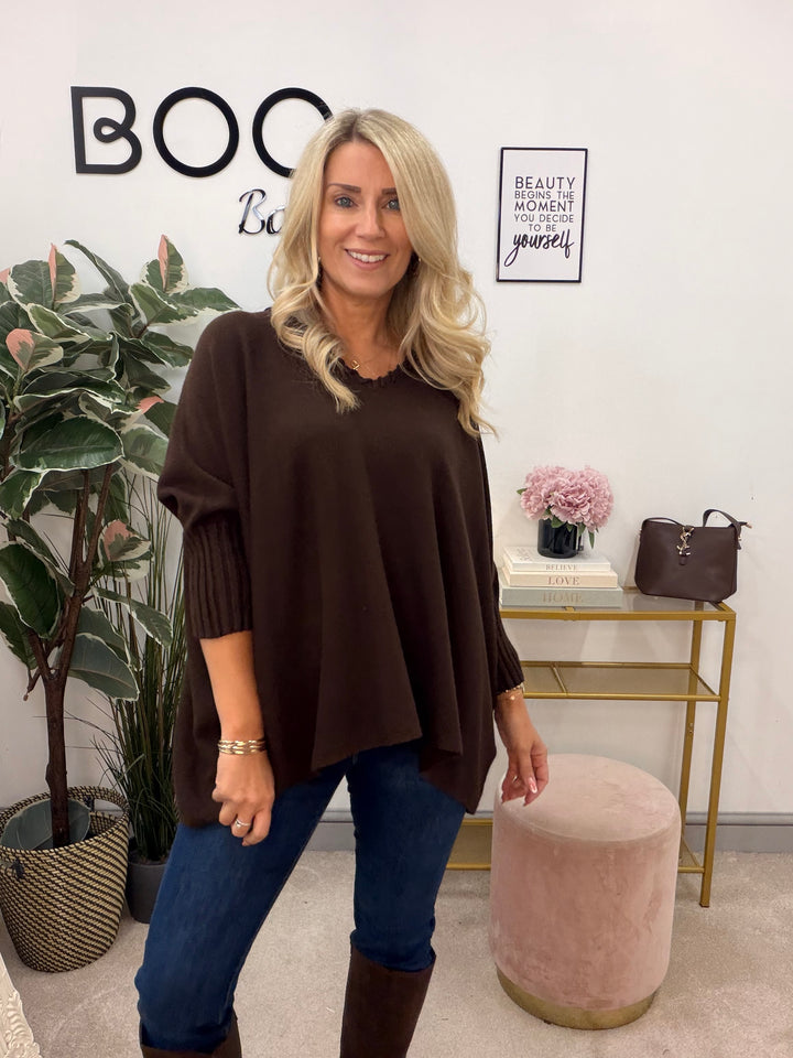Ladies Fashion Oversize Slouch Jumper - Pink, Black, Beige & Brown
