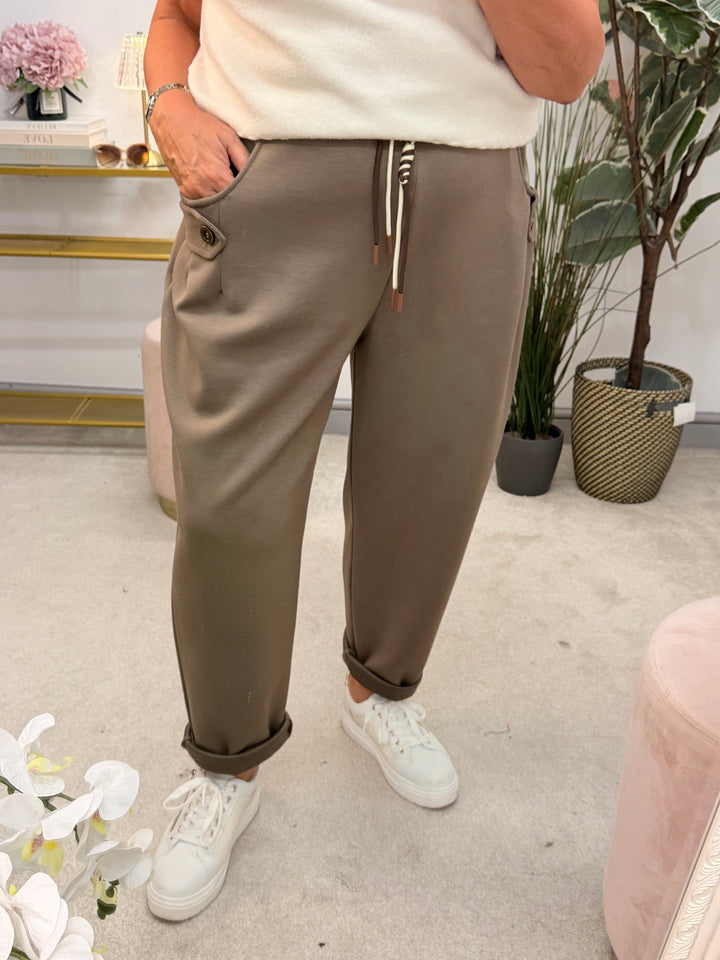 Ladies Fashion Casual Scuba Jogger Trousers - Wine, Mocha, Black & Khaki