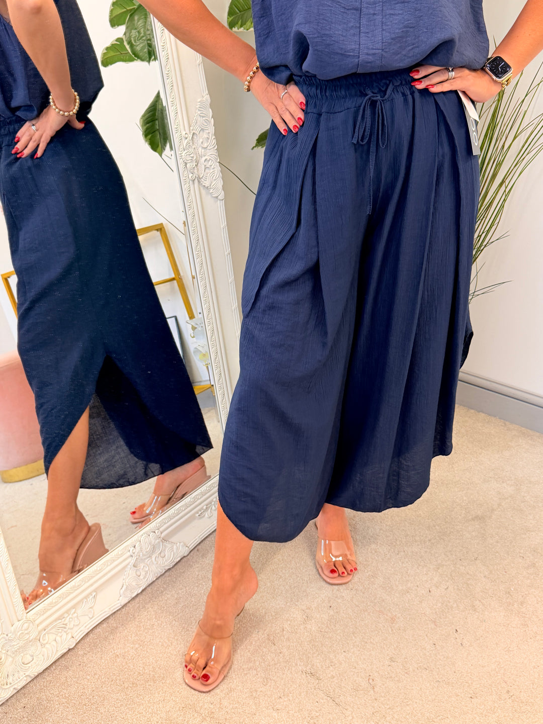 Ladies Loose Fit Harem Trousers - Black, Khaki, White, Brown, Navy & Mocha