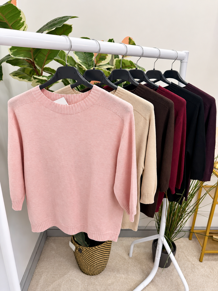 Women's 3/4 sleeve round neck jumper 