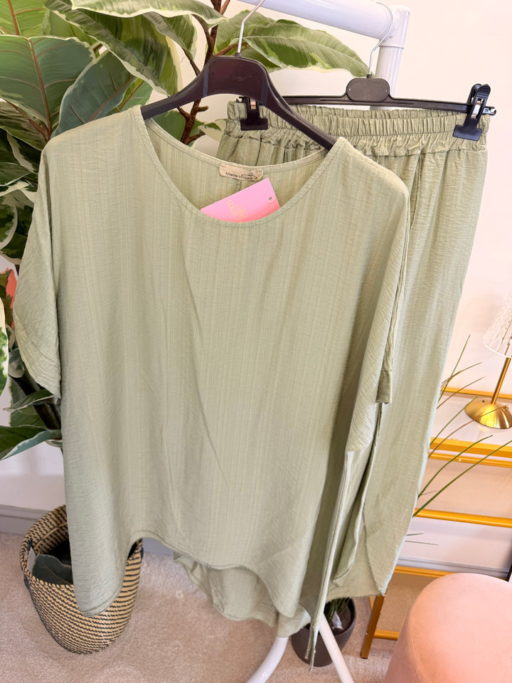 Ladies Harem Trouser Drape Top Co Ord - White, Coral, Khaki, Black & Blue