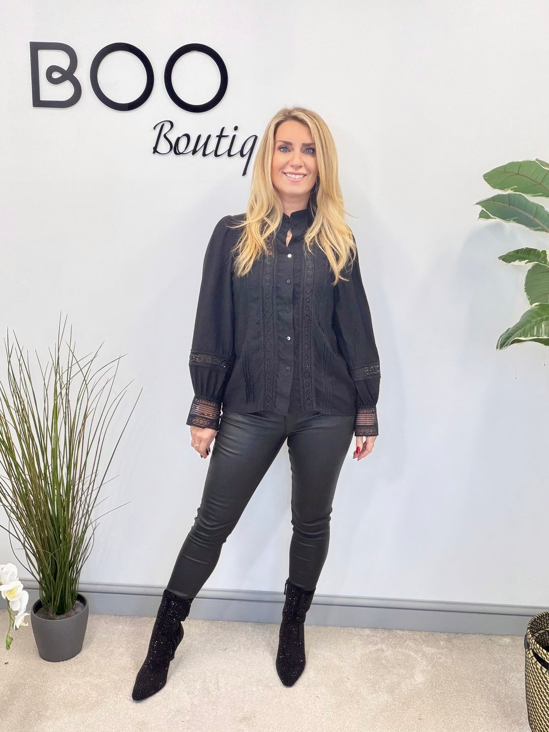 LADIES COTTON LACY BLOUSE SHIRT - WHITE, BLACK, YELLOW  & PINK