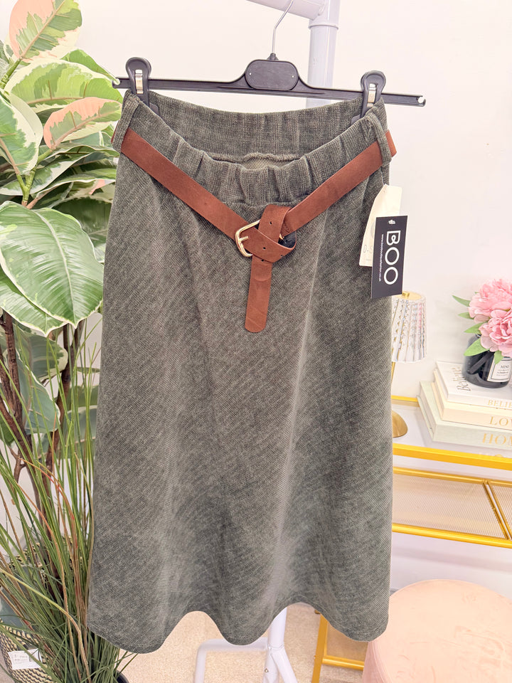 Ladies Corduroy A Line Skirt - Khaki, Black, Mocha, Rust & Brown