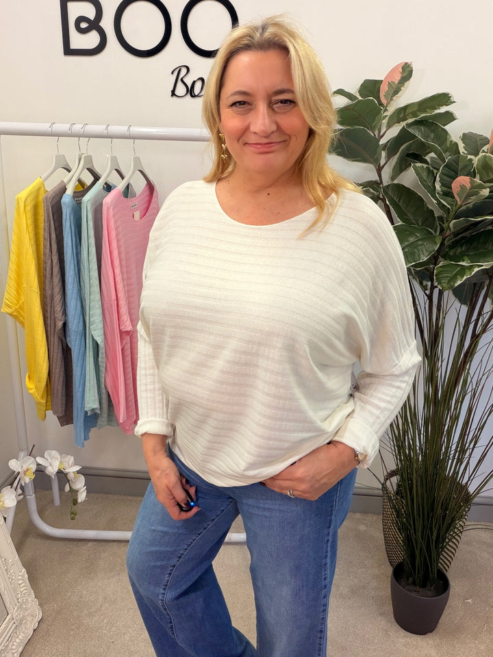 LADIES FINE KNIT LOOSE FIT TOP - MINT, BLUE, YELLOW, WHITE, PINK, MOCHA