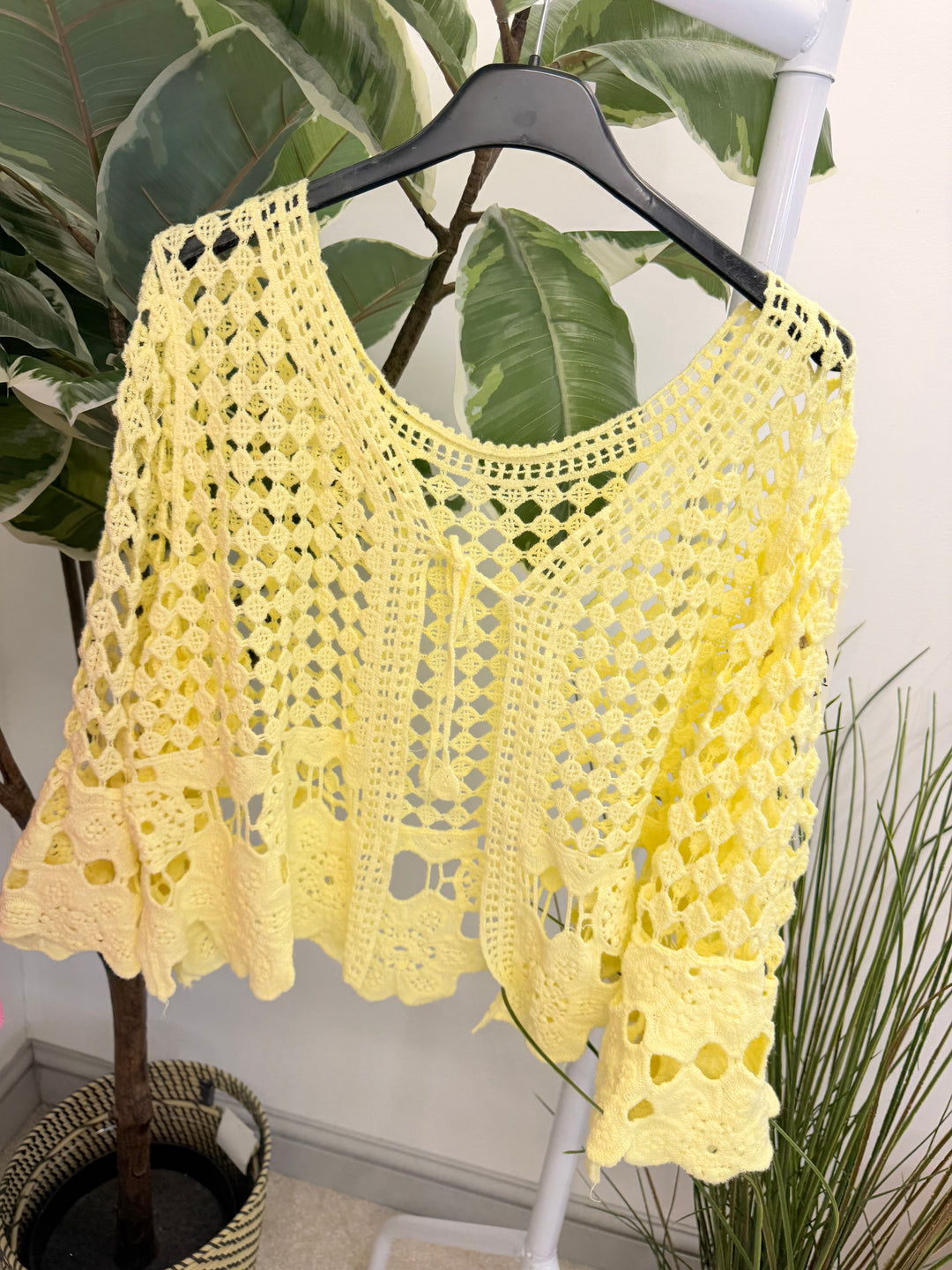 Ladies Fashion Crochet Bolero Cardigan lemon