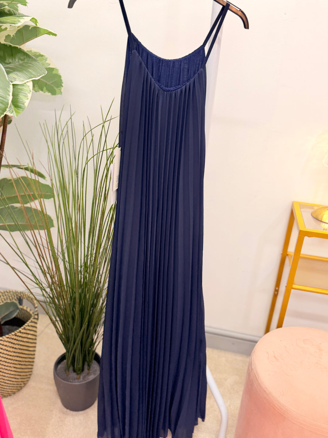 Ladies Chiffon Pleated Summer Maxi Dress - Red, Pink, Navy & White