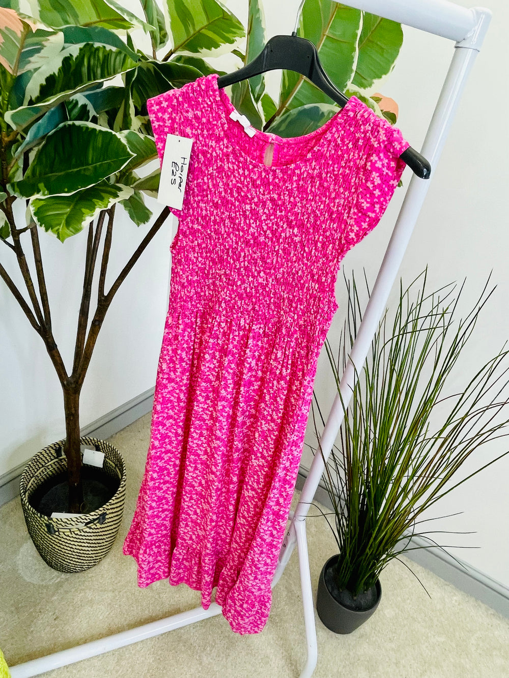 LADIES SUMMER COTTON MIDI DAY SUMMER DRESS - PINK, LIME, NAVY, BLUE