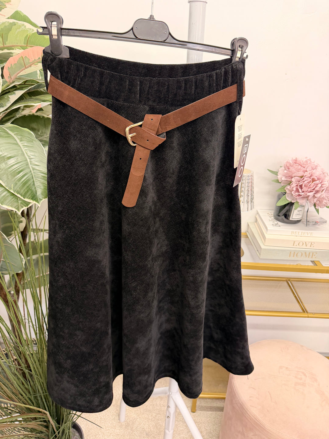 Ladies Corduroy A Line Skirt - Khaki, Black, Mocha, Rust & Brown