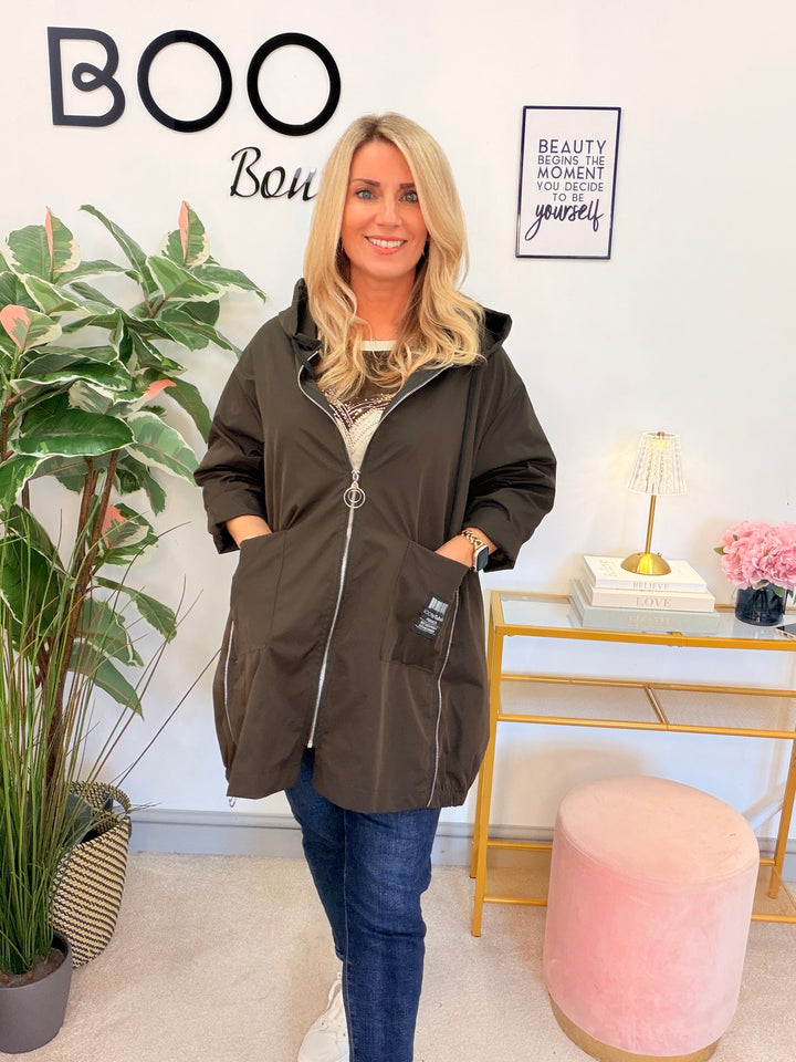 Womens shower proof hoody jacket - black, wine, brown & mocha