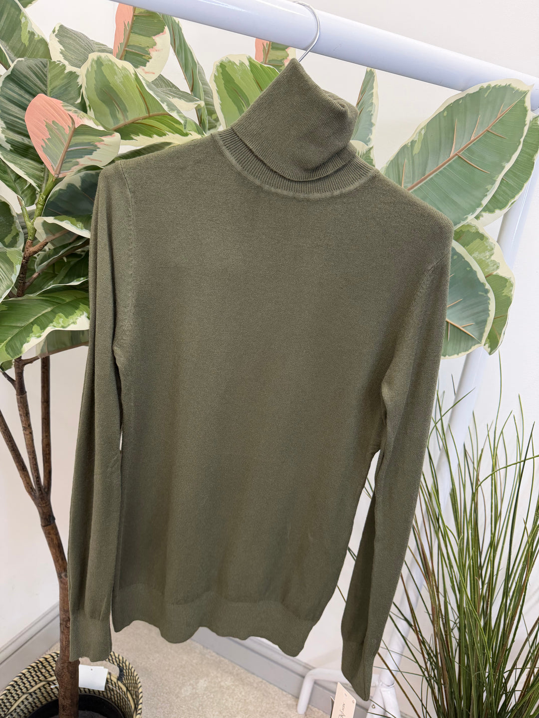 LADIES FINE KNIT ROLL NECK JUMPER - BERRY, BLACK, BEIGE, RED, KHAKI BROWN